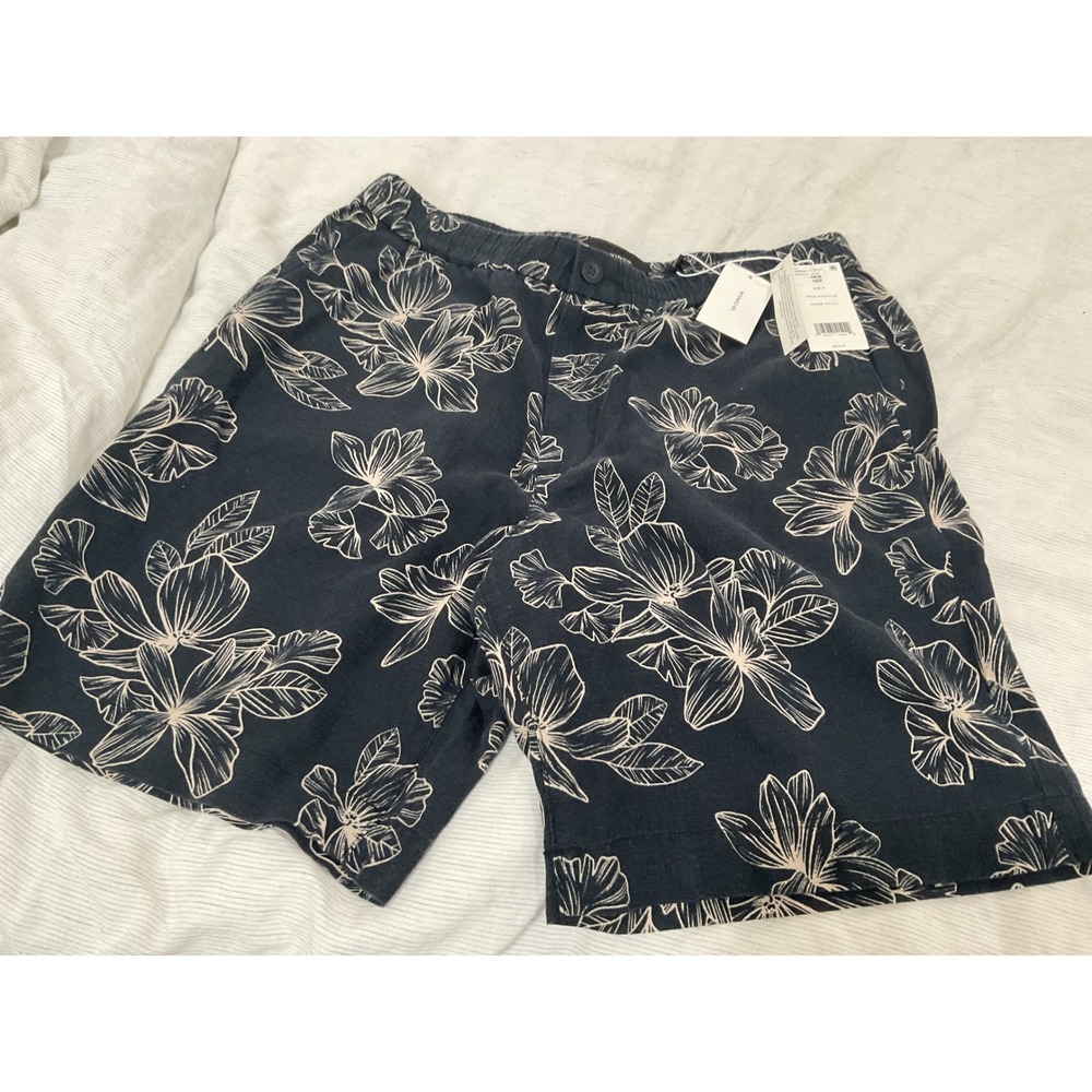 Vince Mens Navy Floral Linen Viscose Elastic Waist Shorts M M00892740 - Picture 3 of 8